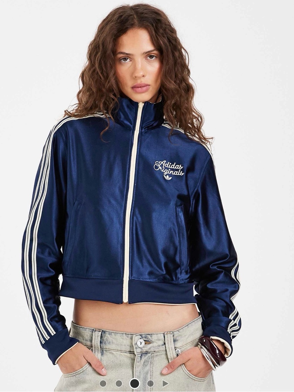NWT adidas Originals Firebird pinstripe reversible jacket in vanilla and navy
